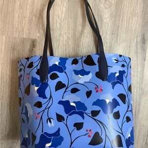 Kate Spade Blue and Black Floral Reversible Tote